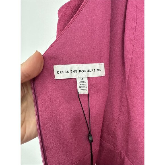 New Dress The Population Size Medium Pink Alondra Cocktail Midi Dress Hibiscus - Picture 9 of 12